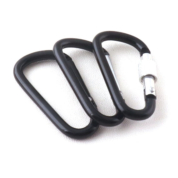 Carabiner Clip Small Key Chain 10pcs Karabiner Black 47mm Aluminum