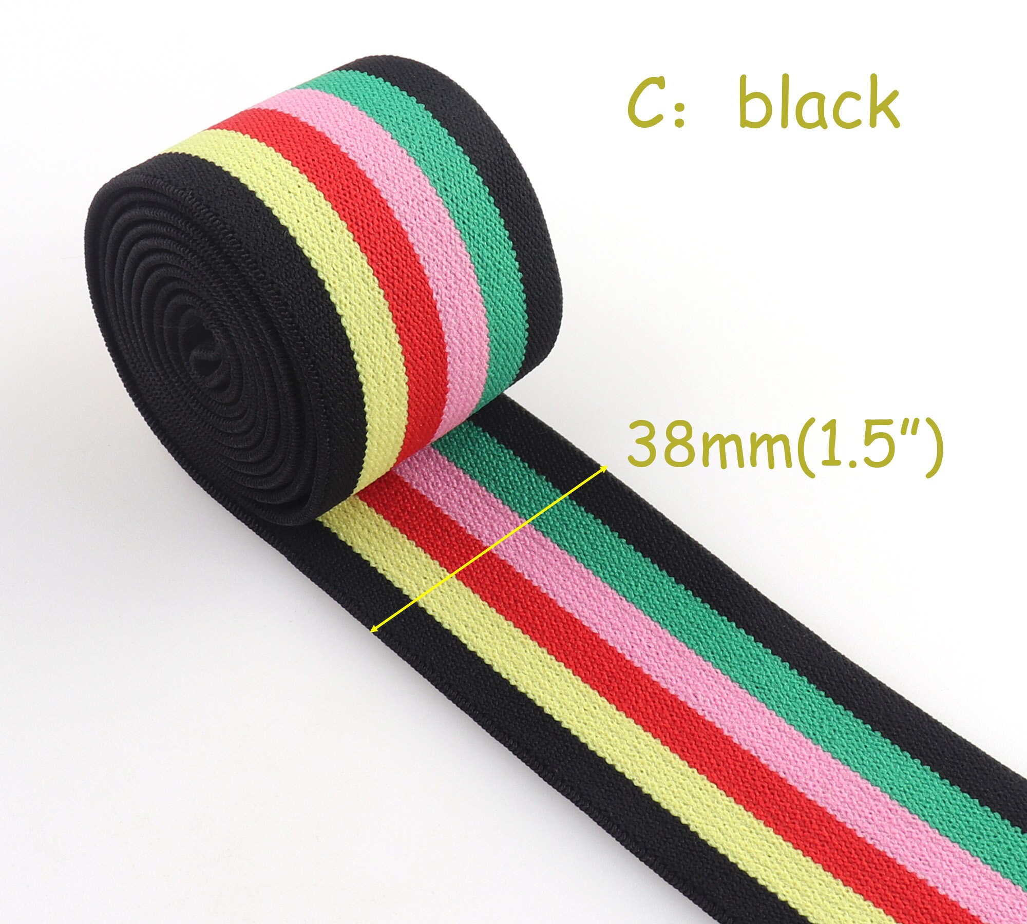 Colorful Stripe Elastic Band Wide Rainbow Elastic bing/high Etsy