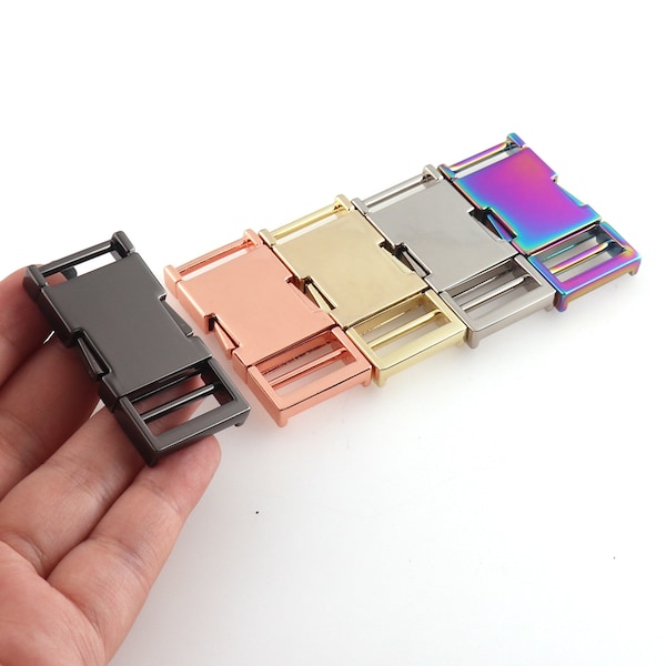 1 Inch Metal Curved Side Release Buckle Flat Quick Release Buckle Adjustable Clip Lock for Belt Strap Backpacks Dog Collar Rainbow Hardware