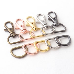 Swivel Clasp With D rings 20mm Rose gold Lobster Clasp Handbag D Buckle Purse Clasp Lanyard Clips Snap Hook Dog Collar Hardware
