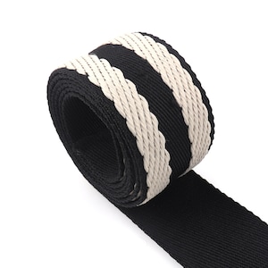 Black Striped Webbing top quality Canvas Cotton/polyester 1 1/2&quot; Soft Webbing for Bag Straps Belt garment accessories crossbody bag
