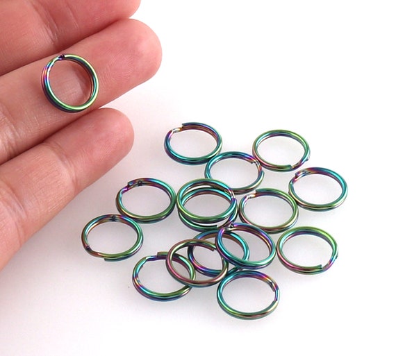 Split Ring 12mm Rainbow Jump Rings Double Loop Connector Ring Key Ring  Pendant Bulk Small Split Ring Jewelry Findings-10/50pcs 