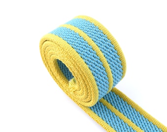 Webbing Stripe Blue strap webbing Cotton Webbing Fabric belt 1 1/2"Canvas Webbing Heavy Duty bag strap supplies For Key Fob/Dog Collar