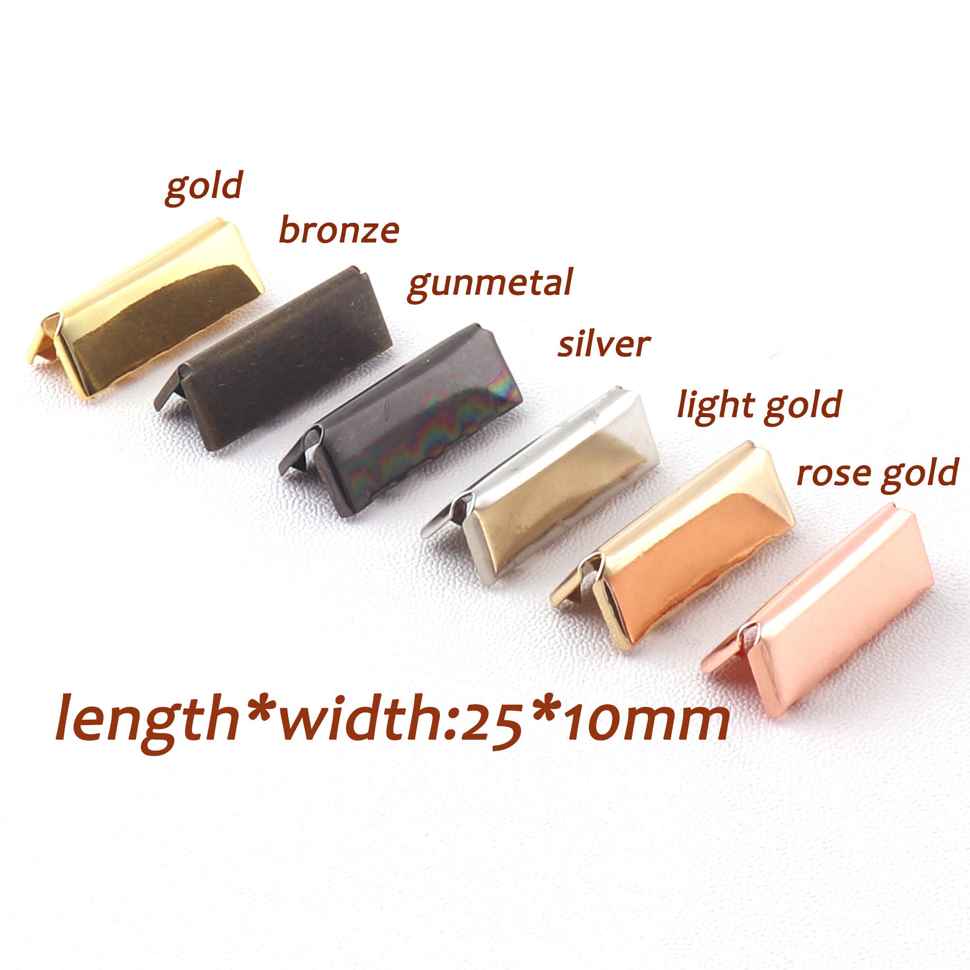 Ribbon Crimps for Jewelry Making, Ribbon Clamps, Fold Over Cord Ends,  Jewelry Finding Kit for Bracelets, Bookmarks; 5 Colors 3 X 6mm 