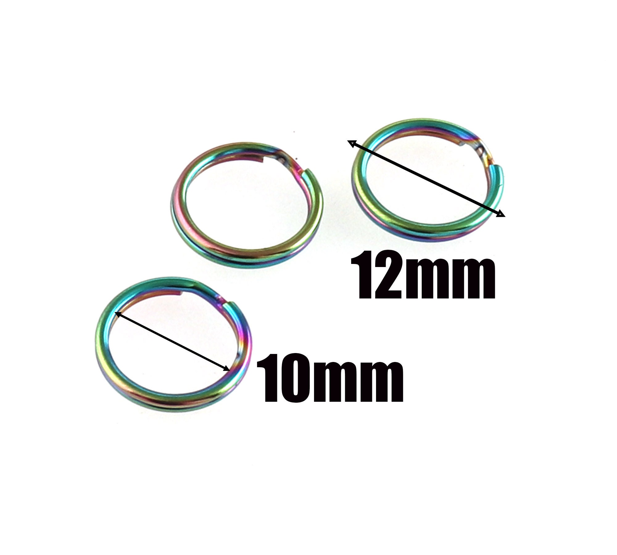 OLYCRAFT 15pcs Mini Split Rings 10/12/14mm Titanium Alloy Key Rings Double  Loops Keychain Jump Rings Rainbow Color Rings Connectors for Keychains