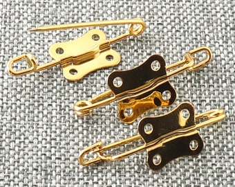 Gold Safety Pins Butterfly Shape Pins Brooch Base Locking Stitch Markers Kilt Pins Bar Pins With Holes Pins For Sewing-20/50pcs