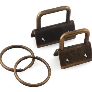 Antique Bronze Key Fob Hardware With Key Rings 1 Inch Key Chain Clips Holder For Lanyards Keychains Straps Wristlets Handbag Hardware