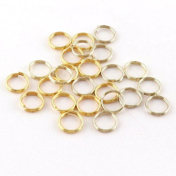 Split Rings Gold/light Gold Jump Ring 9mm Small Key Ring Double Snap Ring  High Strength Metal Circle Loop Connector Ring-50/100pcs 