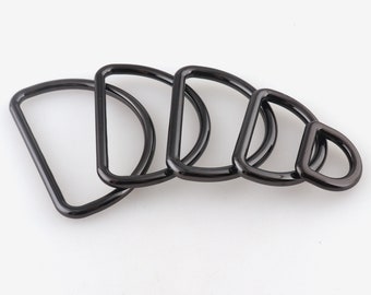 Multi size-D rings gunblack Dee buckle metal ring for leather webbing straps bags purses belting craft DIY-10pcs