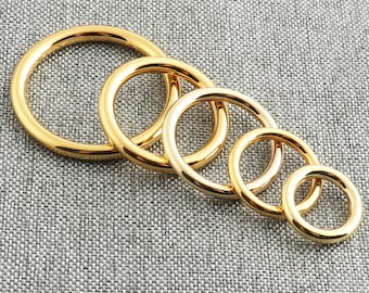 Gold O Ring CHOOSE YOUR SIZE 14/19/24/25/35mm Non Welded O Loop O Rings for Belt Bag Straps Choker Collar Jewelry Making-6pcs