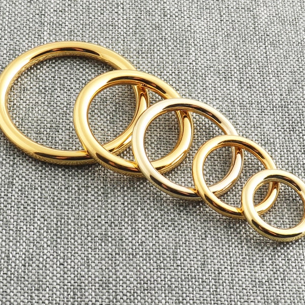 Gold O Ring CHOOSE YOUR SIZE 14/19/24/25/35mm Non Welded O Loop O Rings for Belt Bag Straps Choker Collar Jewelry Making-6pcs