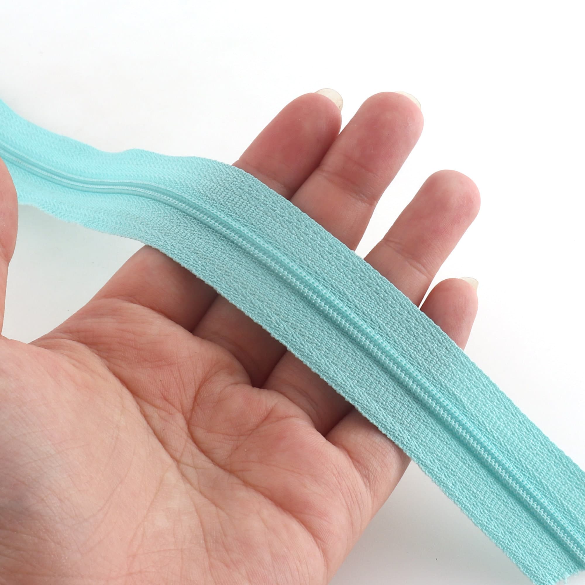 Metallic Nylon Coil Zippers 3 By The Meter Mint Green Etsy