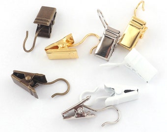 Vorhangringe mit Pinch Clips Klemmhalter für Fotos Metall Aufhängen Haken Antike Bronze / Silber / Gold / Weiß
