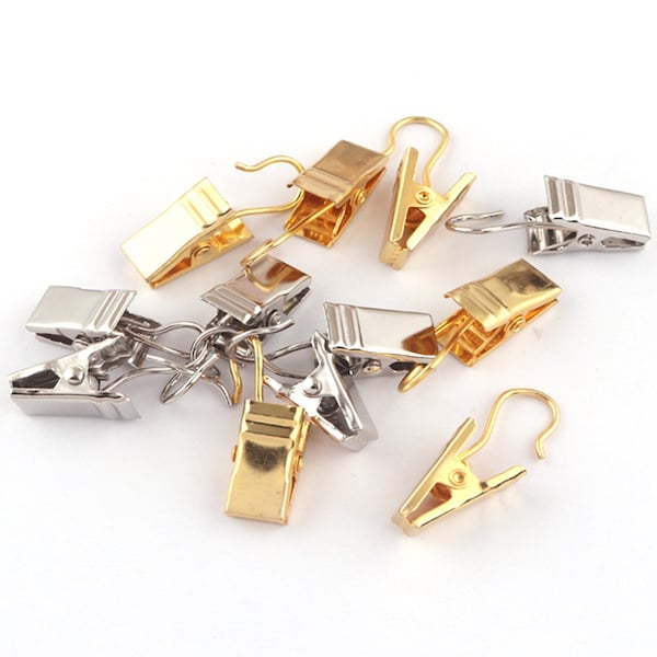 Small Heavy-Duty Hook Clip Silver/Gold Curtain Clip Clamp Holder for Photos Metal Hanging Hook Alligator Pinch Clips-20pcs