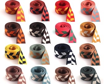 Stripe Webbing 1.5&quot; Heavy Duty Webbing Cotton Polyester Ribbon In Leaf Pattern Colorful Webbing For Bag Strap Dog Leash Key Fobs By the yard