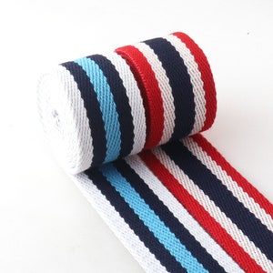 Baumwolle Gurtband für Schlüsselanhänger Streifen 1,5 &quot;Gurtband Band gewebt Hochzeit Band Heavy Duty Gurtband Gurtband für Gürteltasche Strap Lanyard Blau / Rot / Weiß