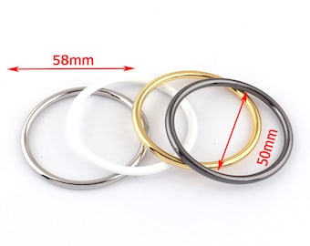 Metal O-Rings White/Gold/Silver/Gun black Alloy rings no seam,2 inch o ring big metal craft rings for bag belt crafts macrame supplies