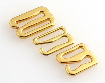 Bra Hooks Metal Bra Slider Hooks Shiny Gold MULTI SIZE Swan Hook G Hook Adjuster FOR Swimwear Bra Strap Replacement Bulk Hooks Supply-30pcs