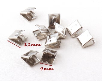 Silver Ribbon Crimp 9mm Ends Fasteners Clasp Ribbon Crimps Bronze Ribbon Clasp End Caps Beads Clip Clamp-20/50pcs