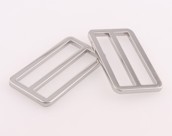 10PCS Slide Buckle Flat Adjuster Slide Buckle Silver Metal Tri Glide buckle Purse Buckles For 1.5" Bag Luggage Strap Buckle Webbing Clothing