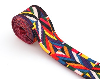 Gurtband 1 1/2 Zoll Weiches Band Jacquard Gurtband Heavy Duty Gurtband Mit Geometrischen Mustern Für Tragetaschen Geldbörse Strap Lanyard Gürtel Nähen