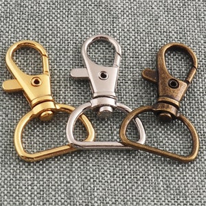 Swivel Clasp Gold/Silver/Bronze Lobster Clasp 20mm Snap Hooks with D Rings Swivel Hook FOR Key Chain Lanyard Webbing Purse Strap-6/12pcs