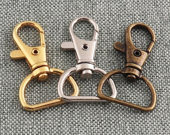 Swivel Clasp Gold/Silver/Bronze Lobster Clasp 20mm Snap Hooks with D Rings Swivel Hook FOR Key Chain Lanyard Webbing Purse Strap-6/12pcs