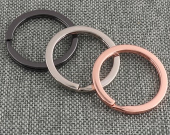 Flat Split Ring Rose gold/Silver/Gunmetal 1 Inch Round Key Ring Key Chain Ring Charm Metal Connectors Jump Ring FOR Key Fob Hardware-10pcs
