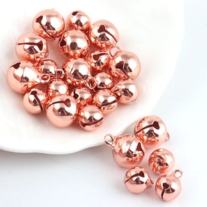 Rose gold Shiny Jingle Bells Round Small Bell Metal Bell Bell Charms Decorative Bells FOR Christmas Decoration Dog Cat Collar Bells-100pcs