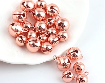 Rose gold Shiny Jingle Bells Round Small Bell Metal Bell Bell Charms Decorative Bells FOR Christmas Decoration Dog Cat Collar Bells-100pcs