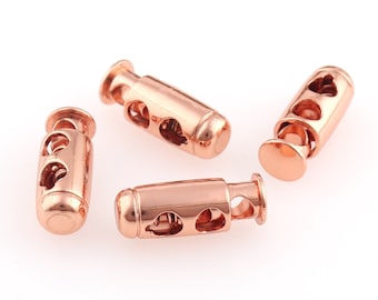 Cord Lock Metal elastic cord fastener,Rose Gold Craft Cord Locks, Toggle Cord Locks,5mm Lock End Toggles For Cord String Clothing DIY Craft