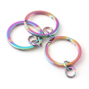 6pcs Key Ring Rainbow 1 Inch Split O Ring Flat Split Key Ring With Jump Ring For Keychain Key Fob Hardware Keychain Supplies