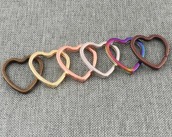 WÄHLEN SIE IHRE FARBE-Split Ring 31mm Regenbogen Herz Schlüsselanhänger Ring Charm Flach Spaltring Spaltringe Verbinder Metall Schlüsselanhänger Fobs-10 Stück