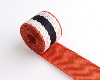 Orange gestreiftes Gurtband 1 1/2 "38mm Canvas Baumwolle / Polyester Weiches Gurtband für Taschengurte Gürtel Bekleidungszubehör