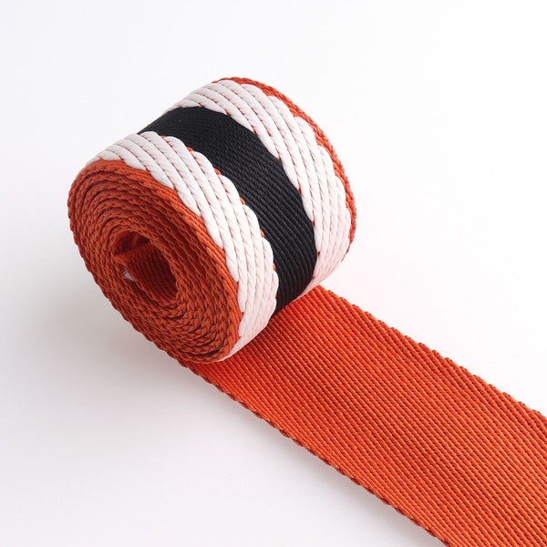 Orange Striped Webbing 1 1/2" 38mm  Canvas Cotton/polyester Soft Webbing for Bag Straps Belt garment accessories