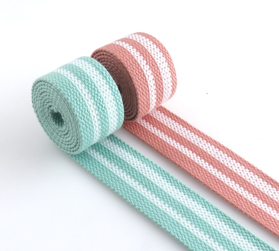 Webbing Pink&mint Green Stripe Woven Webbing Upholstery Webbing