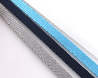 Cinta de nailon de 3/8 pulgadas, 10 yardas, blanco/azul/azul marino/Gary para Collar de perro, cinta para el pelo, envoltura de regalo, accesorios de ropa