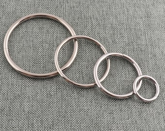 CHOOSE YOUR SIZE-Silver O Ring Non Welded Metal O Rings O Loop Round Jump Ring Bag Holder O Ring For Jewelry Choker Purse Belt Ring-10pcs