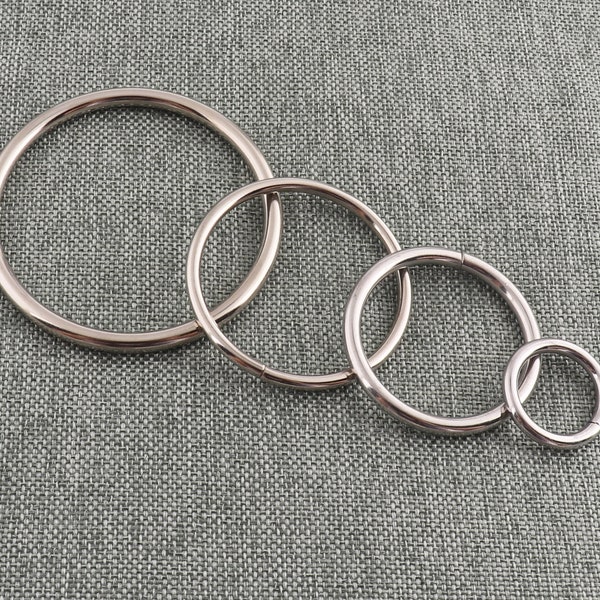 CHOOSE YOUR SIZE-Silver O Ring Non Welded Metal O Rings O Loop Round Jump Ring Bag Holder O Ring For Jewelry Choker Purse Belt Ring-10pcs