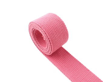 Cotton webbing pink Fabric Strap Webbing 1.25"(32mm) soft Ribbon for Key Fobs Belt backpack bag garment diy sewing accessories
