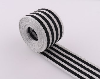 Cotton Strap Webbing Black/white Top Quality soft ribbon 1.5" cotton/polyester strap webbing for shoulder bag/purse strap/key fob/canvas bag