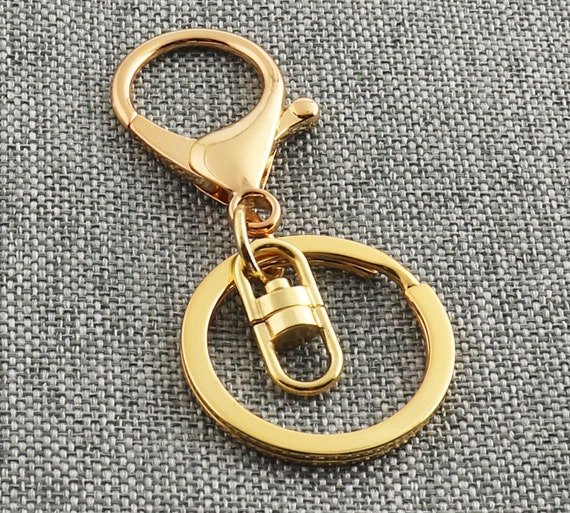 Lobster Snap Clasp Shiny Gold Large Keychain 67mm Flat Key Ring