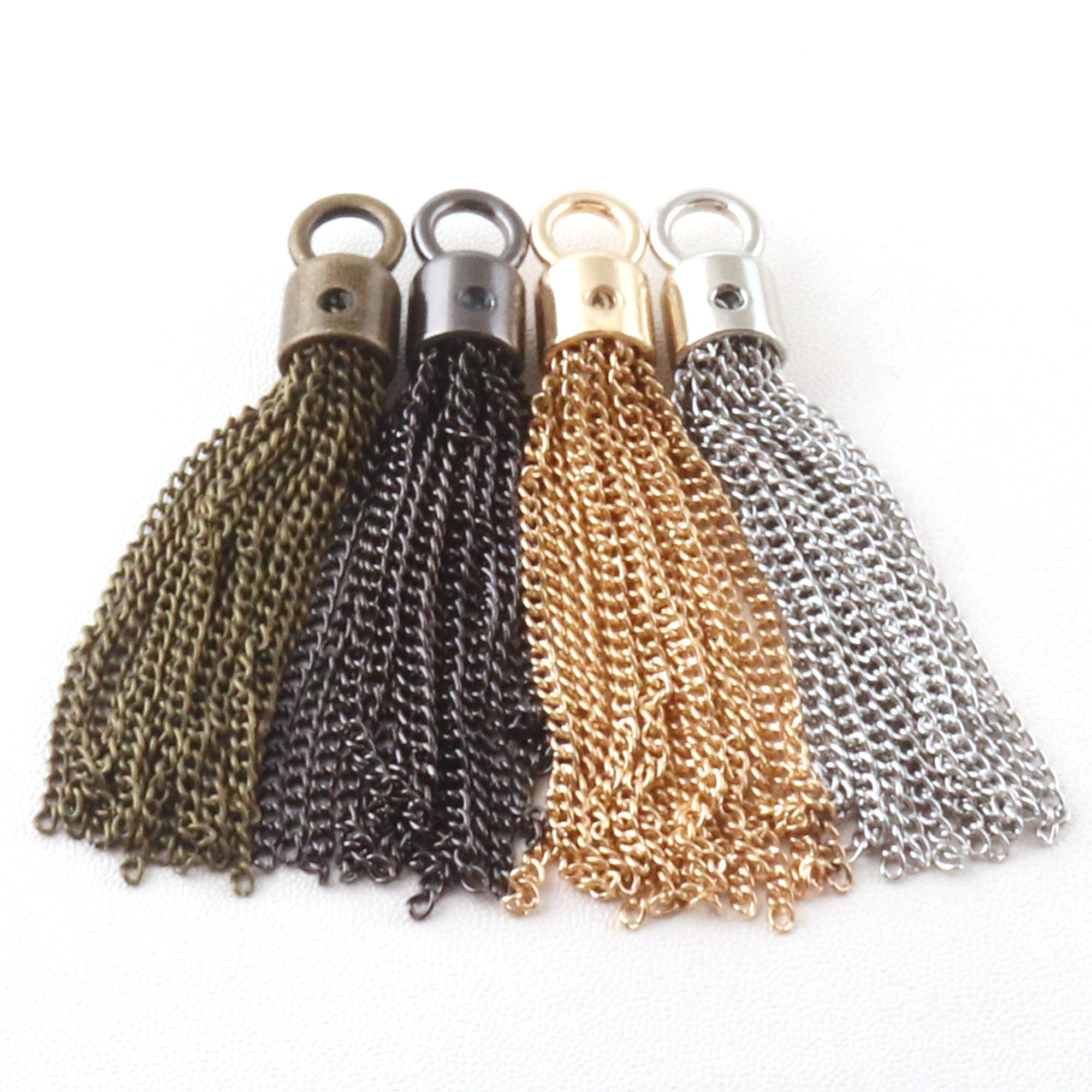  MAHAVIMOKSA Long Metal Tassels Chain Tassels for DIY Craft Bags  Handbag Keyring Keychain Jewelry Making (Gun Metal) : Arts, Crafts & Sewing