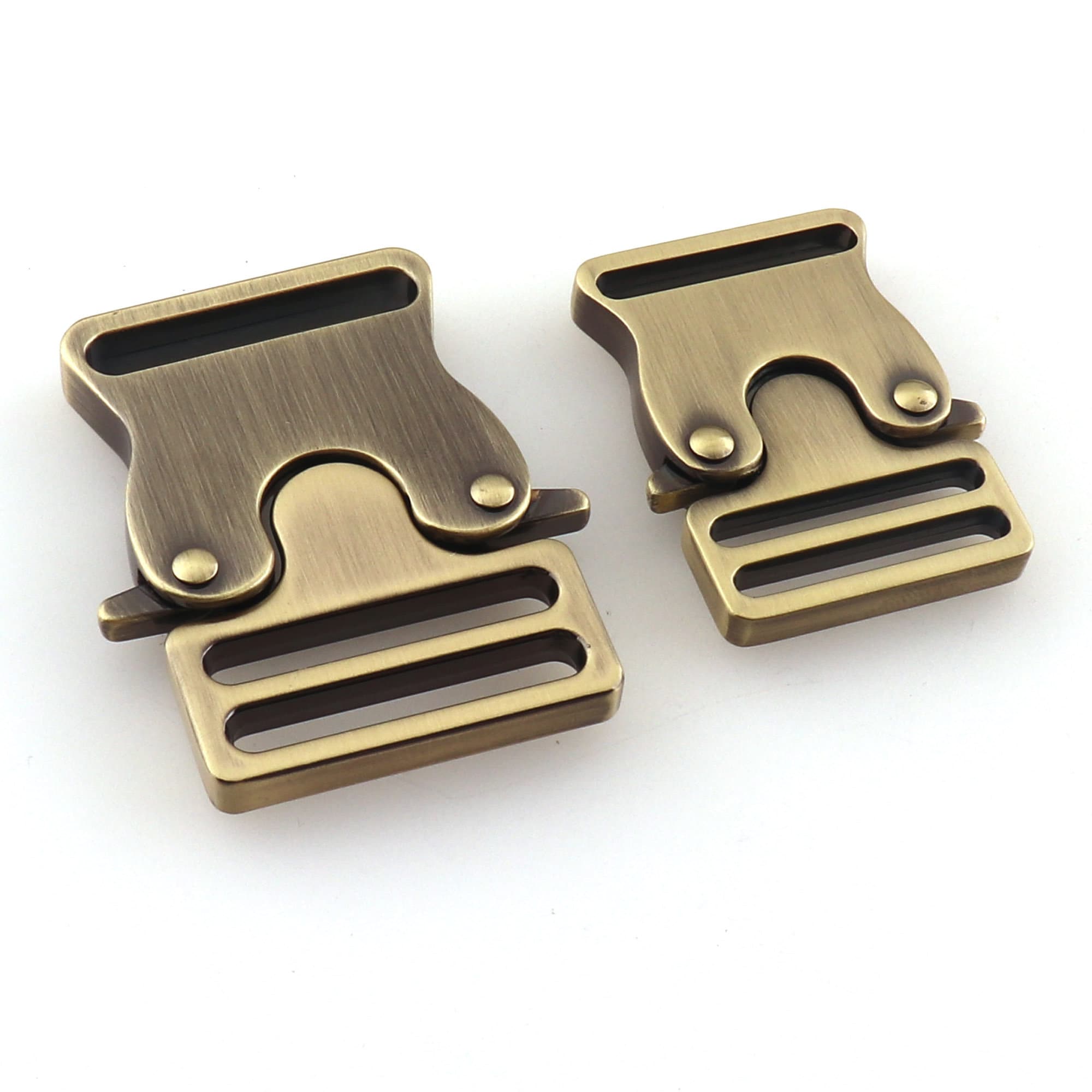 1 Inch Antique Brass Contoured Aluminum Side Release Buckles