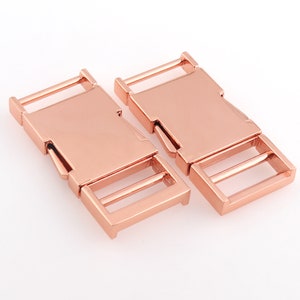 2PCS Release Buckles Metal Side Quick Release Buckle Clip Rose Gold backpack buckle 1&quot; Adjuster buckle Collar Hardware bag adjustable Buckle