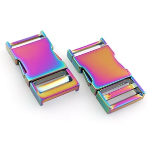 2 PCS Release Side Buckle Metal Buckle Release buckle Rainbow Metal Buckle 1&quot; Zinc Alloy Adjuster Buckle for Dog Collar Bag Hardware Belt