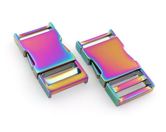 2 PCS Release Side Buckle Metal Buckle Release buckle Rainbow Metal Buckle 1" Zinc Alloy Adjuster Buckle for Dog Collar Bag Hardware Belt