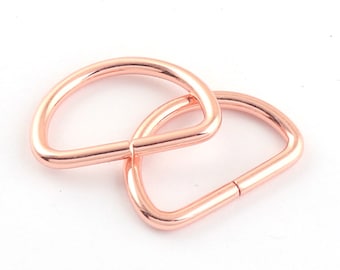 1'' (25mm) D rings Rose gold Dee buckle metal ring for leather webbing straps bags purses belting craft DIY-10pcs/lot