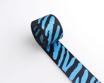 Soft Smooth Ethnic Webbing,Blue Black Webbing,Webbing for for Purse Bag, Dog Collar,Bag Belt,Woven Belt,Straw Trim