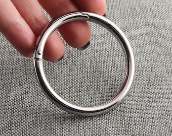Large O Ring Spring Opening Purse Making Snap Trigger Clip Inside 38mm Silver Round Carabiner Hook Spring Key Ring Buckle-4pcs